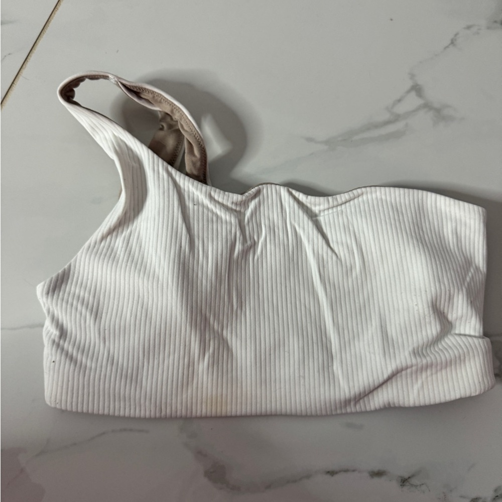 lululemon athletica White Ribbed One-Shoulder Sports Bra